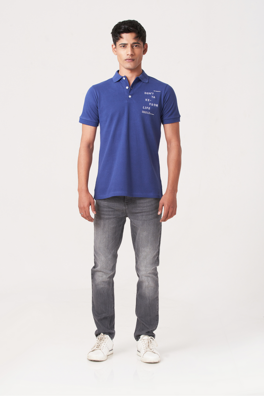 Royal Blue Solid Polo T-Shirt