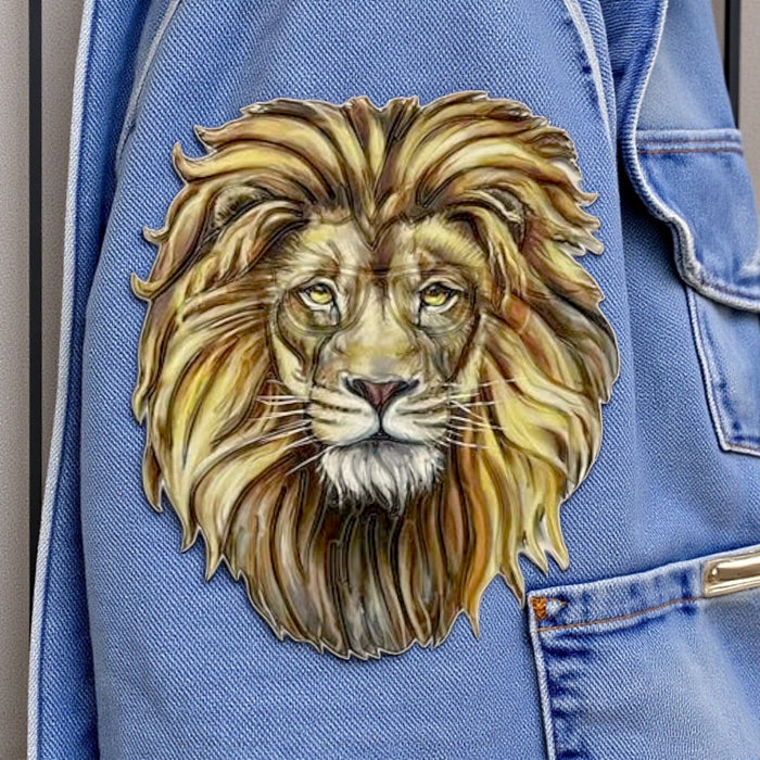 Ani Accessories PVC lion patch, iron-on, perfect for jackets, bags, denim, and DIY fashion projects