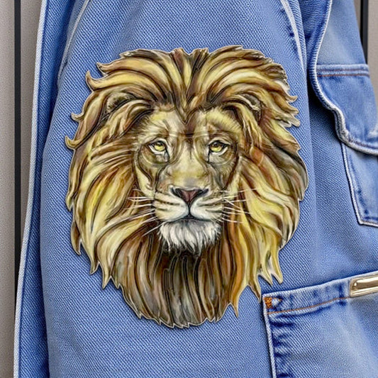 Ani Accessories PVC lion patch, iron-on, perfect for jackets, bags, denim, and DIY fashion projects