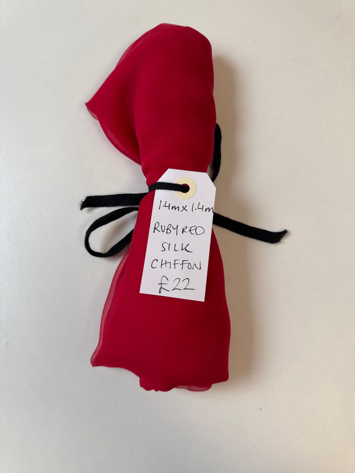 Ruby Red Silk Chiffon Remnant