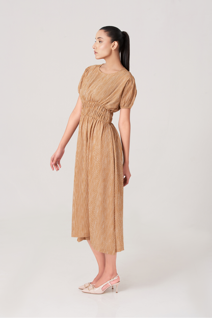 Rust Women's Gathered Waist Long Dress