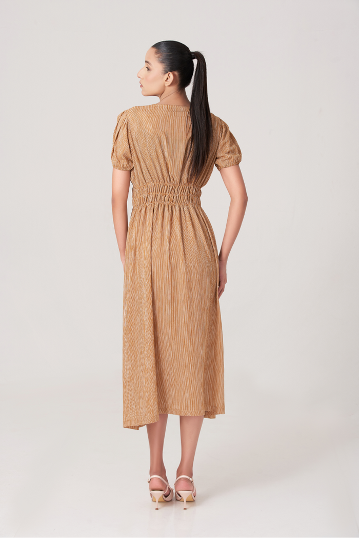 Rust Women's Gathered Waist Long Dress