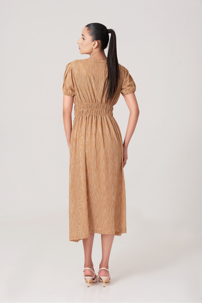 Rust Women's Gathered Waist Long Dress