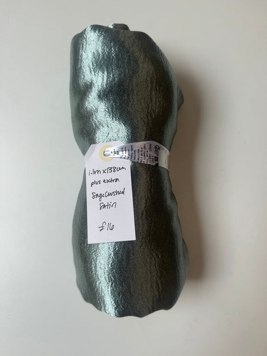 Sage Crushed Satin Remnant