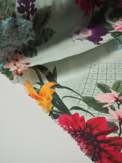 Sage Floral Cupro Satin