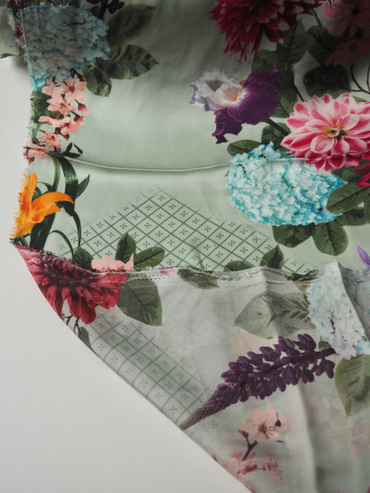 Sage Floral Cupro Satin
