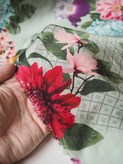Sage Floral Cupro Satin