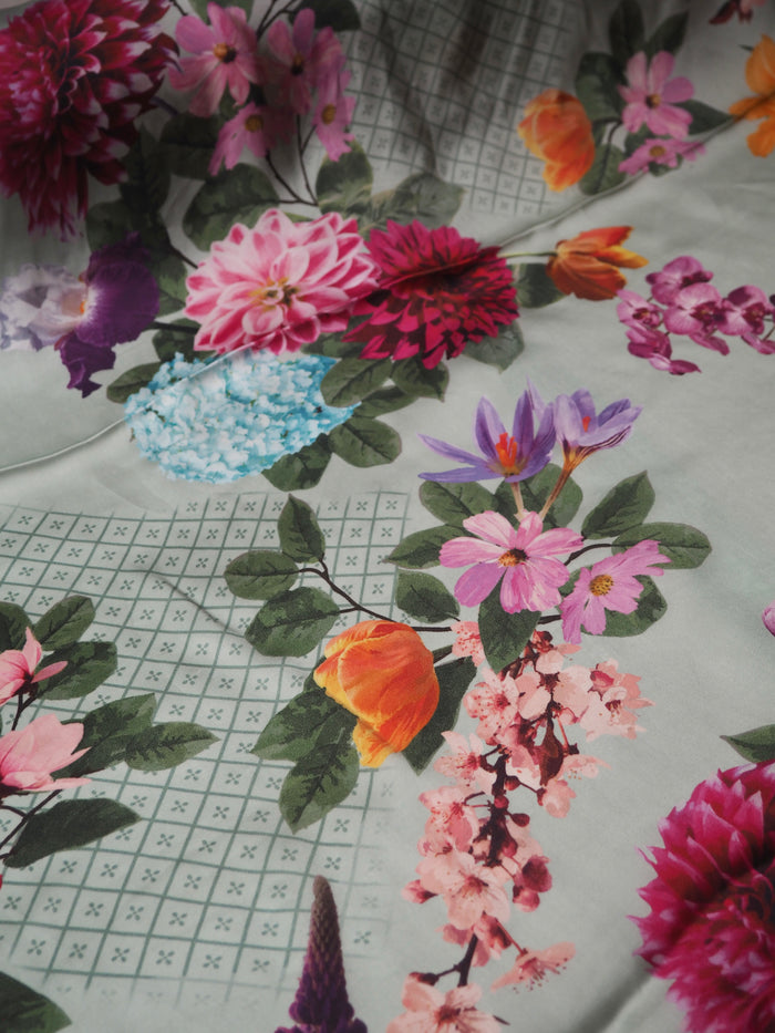 Sage Floral Cupro Satin