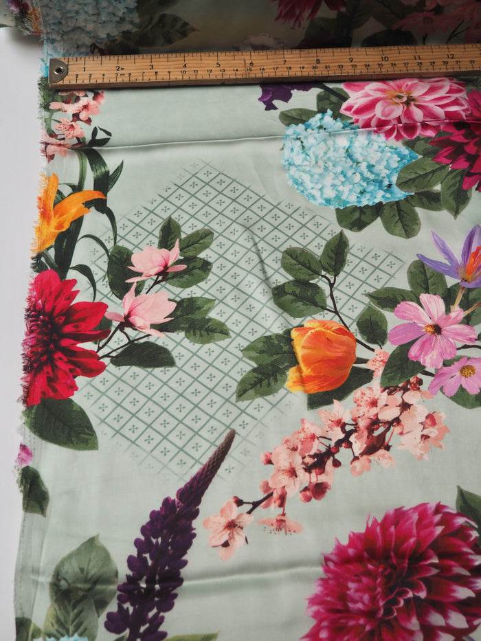 Sage Floral Cupro Satin