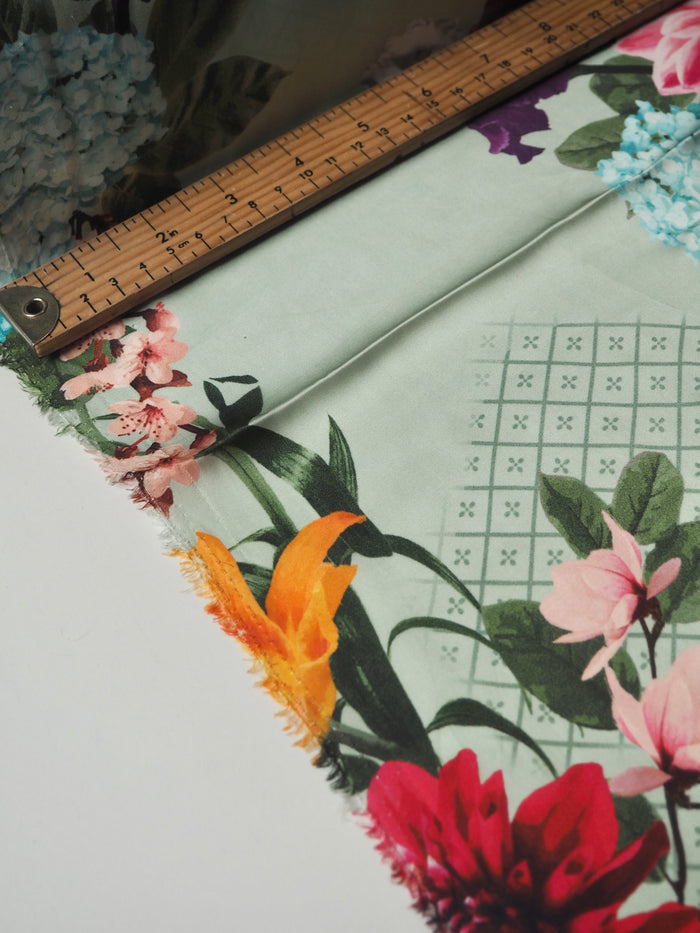 Sage Floral Cupro Satin
