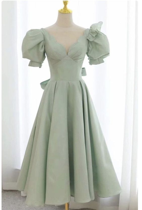 Sage Homecoming Dress 2023 Short Princess V Neck with Bow(s)