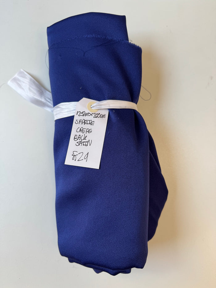 Sapphire Crepe Back Satin Remnant