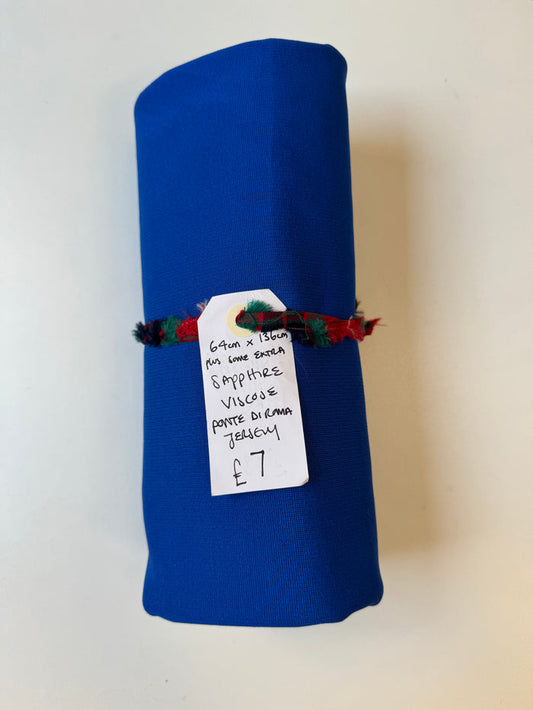 Sapphire Viscose Ponte Di Roma Jersey Remnant
