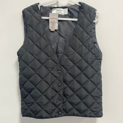 saqulopr Black Vest V-neck 4 Snaps