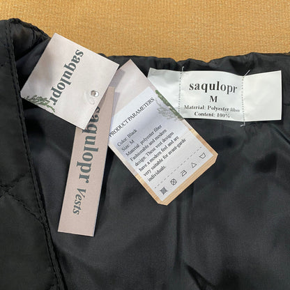 saqulopr Black Vest V-neck 4 Snaps