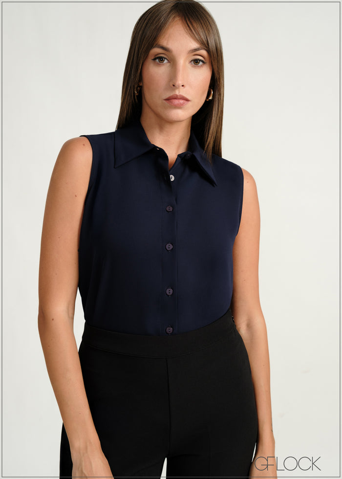 Satin Sleeveless Shirt - 160226