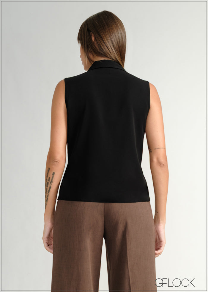 Satin Sleeveless Shirt - 160226