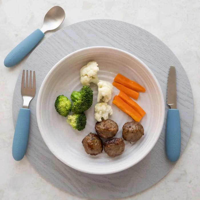 Set de couverts enfant en inox & silicone KiddiKutter - Bleu