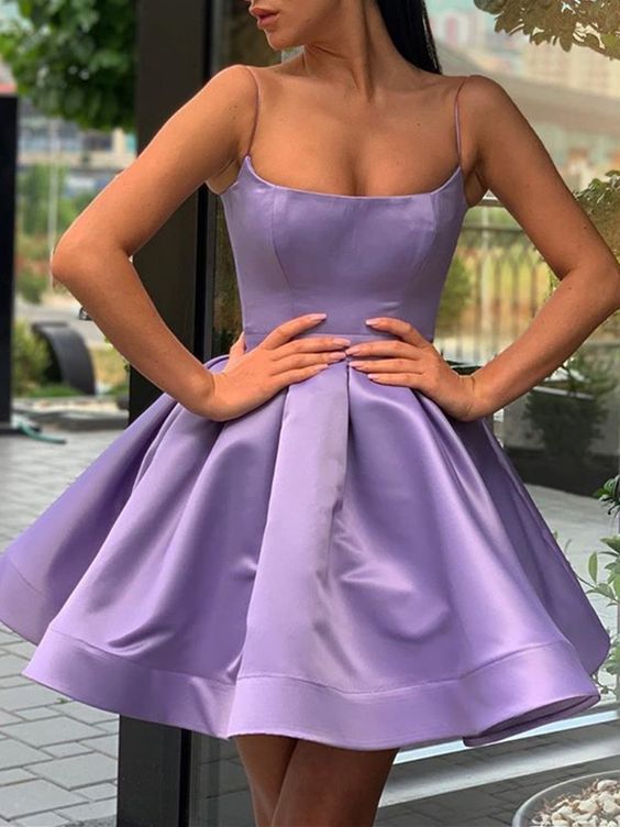 Short Homecoming Dress 2023 Spaghetti Straps Horsehair Satin Corset Back