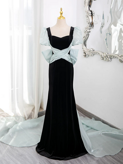 Short Puffy Sleeves Prom Dress 2025 Corset Back with Huge Bow Tail