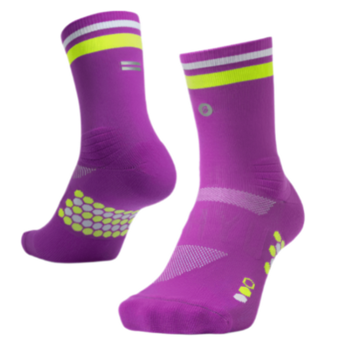 Shyu Unisex Half Crew Cut Racing Socks in Purple/Neon/White SS25
