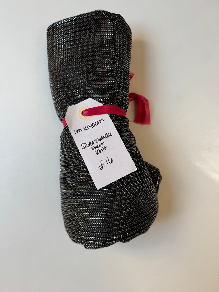 Silver Metallic Sheer Knit Remnant