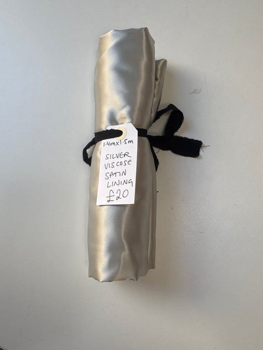 Silver Viscose Satin Lining Remnant