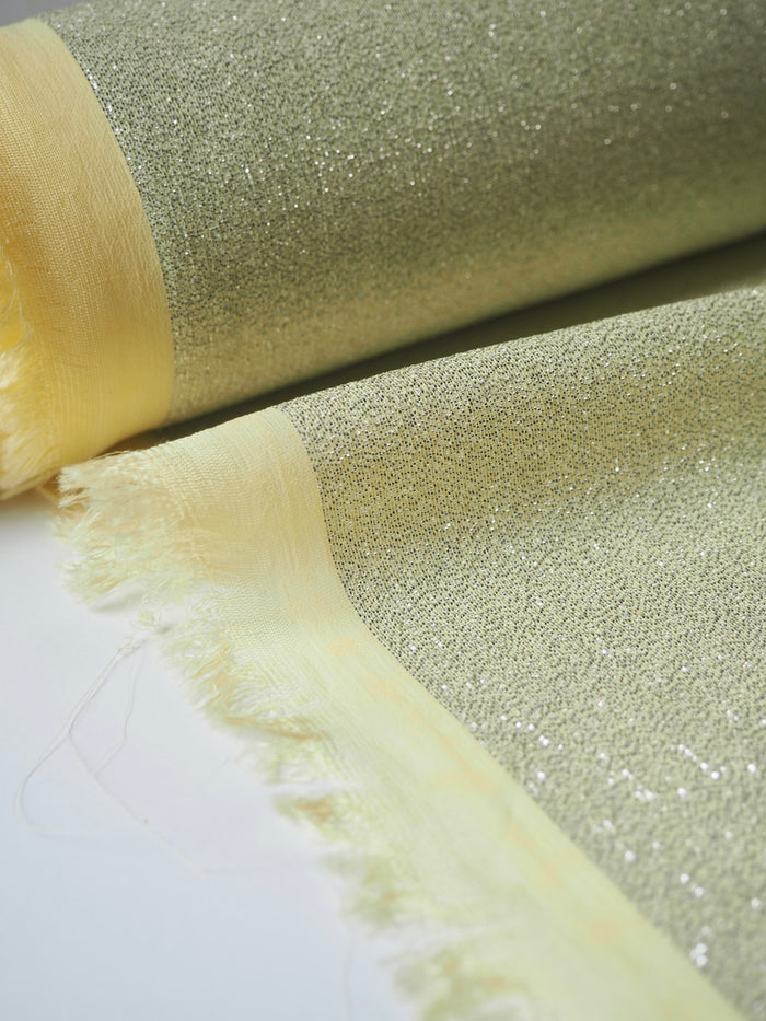 Silver + Yellow Metallic Viscose Chiffon