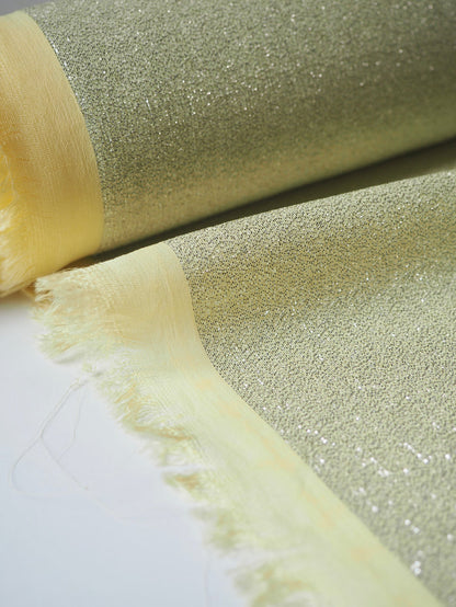 Silver + Yellow Metallic Viscose Chiffon