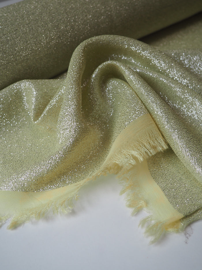 Silver + Yellow Metallic Viscose Chiffon