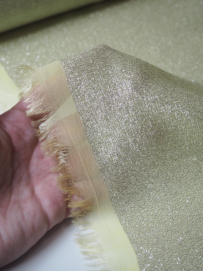 Silver + Yellow Metallic Viscose Chiffon