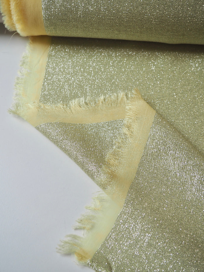 Silver + Yellow Metallic Viscose Chiffon