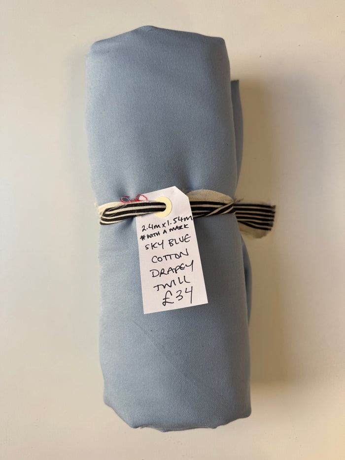 Sky Blue Cotton Drapey Twill Remnant