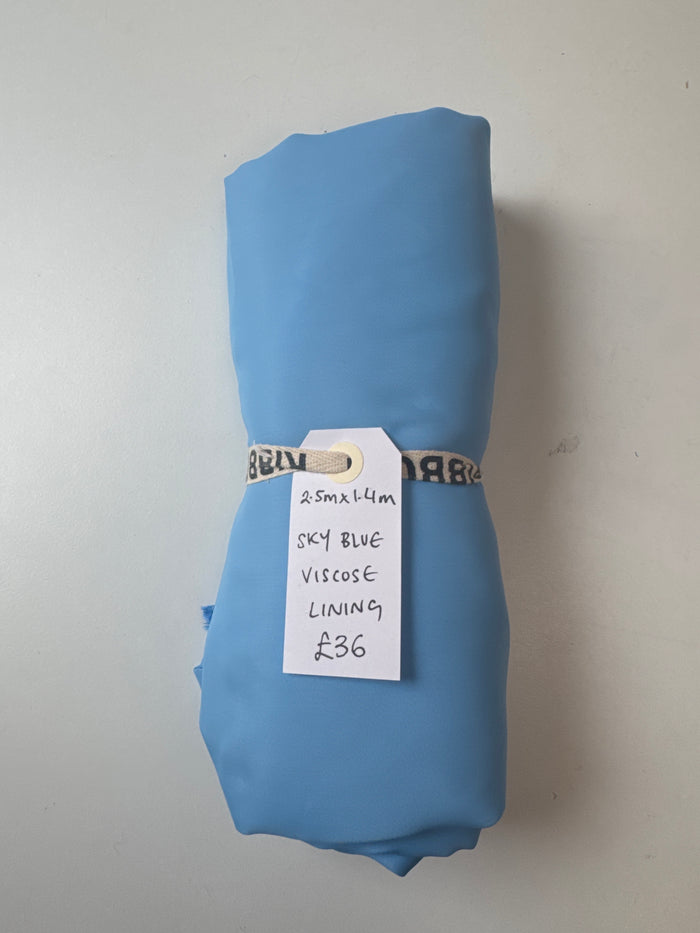 Sky Blue Viscose Lining Remnant