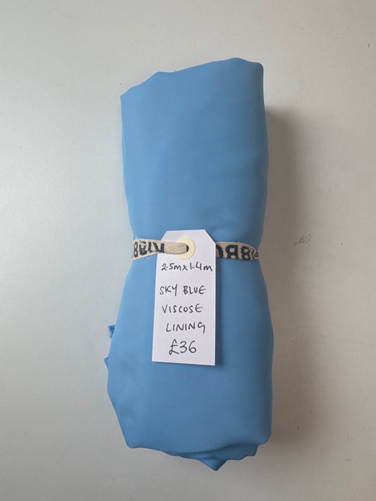 Sky Blue Viscose Lining Remnant