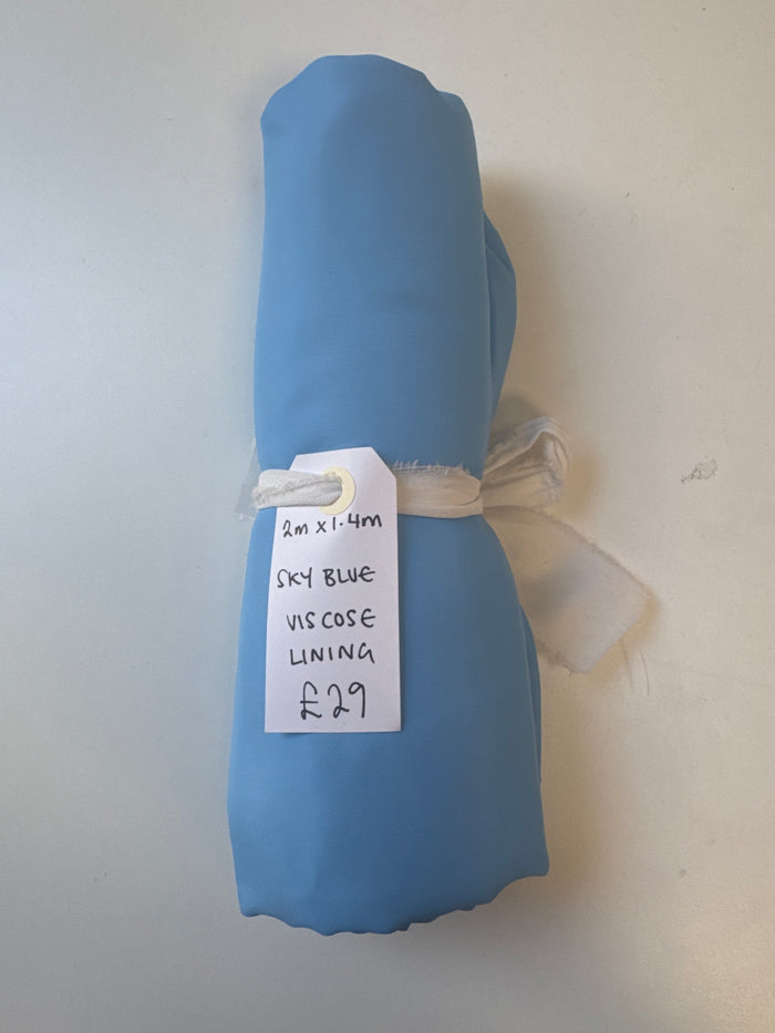 Sky Blue Viscose Lining Remnant