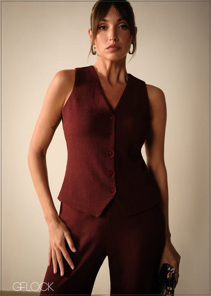 Sleeveless Button Down Top - 271125