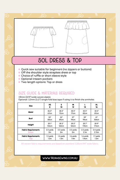 Sol Dress & Top Sewing Pattern