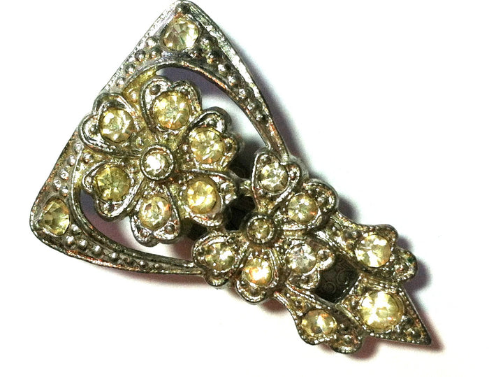 Sparkling Art Deco Paste Rhinestone 1930s Fur Clip