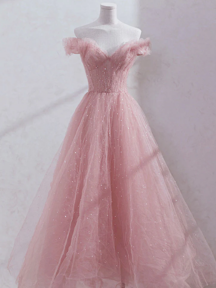 Sparkly Tulle Prom Dress 2025 Off-the-shoulder