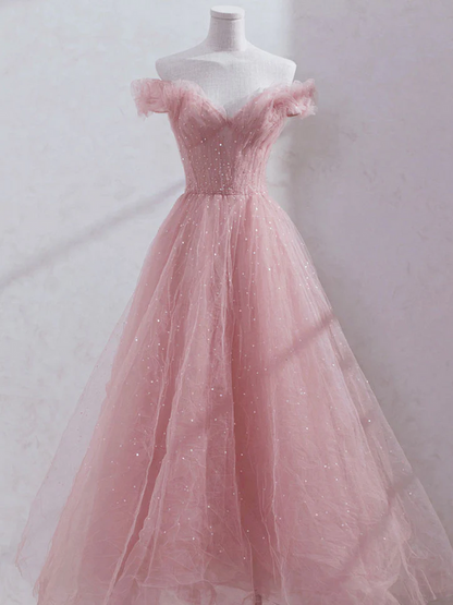 Sparkly Tulle Prom Dress 2025 Off-the-shoulder