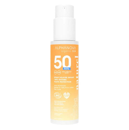 Spray solaire enfant SPF 50 filtres minéraux Alphanova Sun