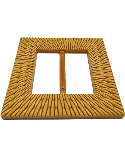 Ani Accessories Square Shape Imitation Raffia Buckle flat view Placed in white background.