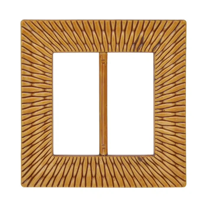 Ani Accessories  Extra large Square Shape Imitation Raffia buckle  with wicker design on a white background
