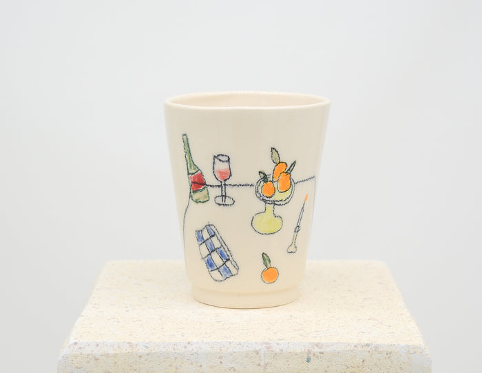 Still Life With Oranges and Wine Cup - Juice Ceramics
