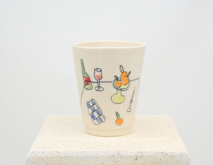 Still Life With Oranges and Wine Cup - Juice Ceramics