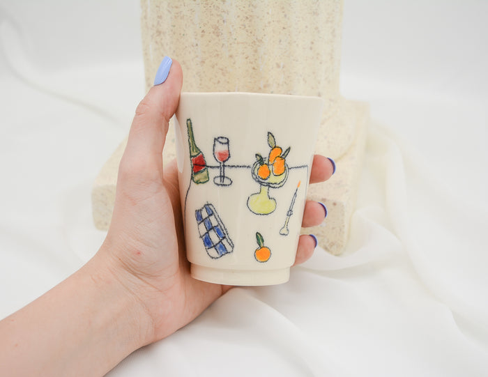 Still Life With Oranges and Wine Cup - Juice Ceramics