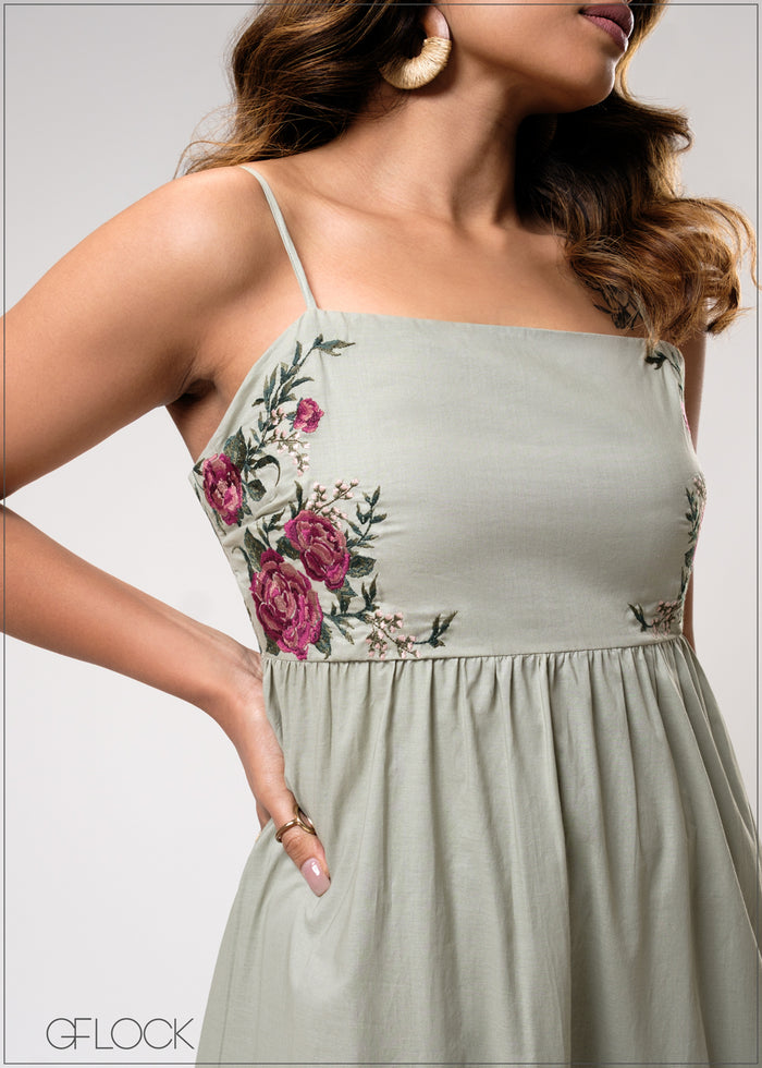 Strappy Embroidered Dress - 310725