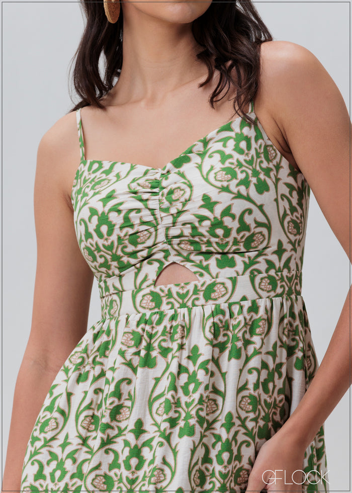 Strappy Printed Dress - 070425