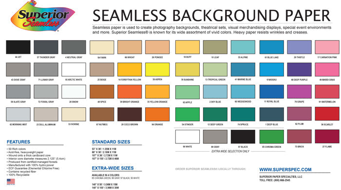 Superior Seamless Paper 86-Inch x 36-Foot Rolls